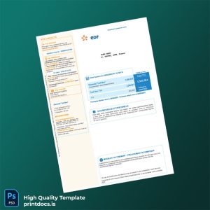 France EDF Editable Electricity Bill Template in Word and PDF formats