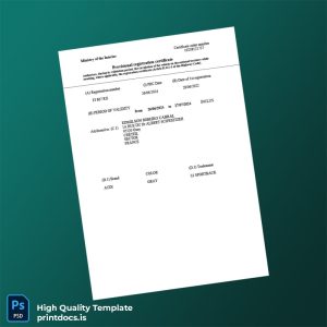 Printable France Provisional Registration Certificate Template (Word & PDF) Image Preview - PrintDocs