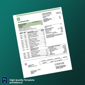 France TD Bank Statement Template in Word and PDF formats