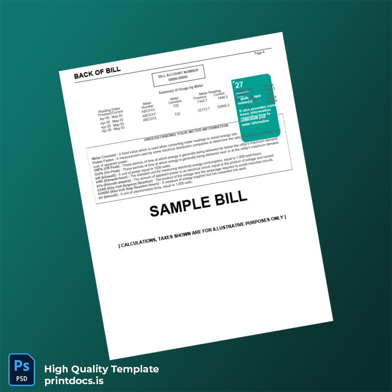 GDF SUEZ Energy Resources Editable Utility Bill Template in Word and PDF formats page 4