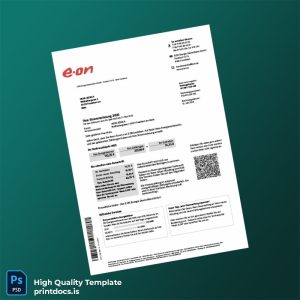 Germany E ON Energie Deutschland GmbH Editable Utility Bill Template in Word and PDF formats