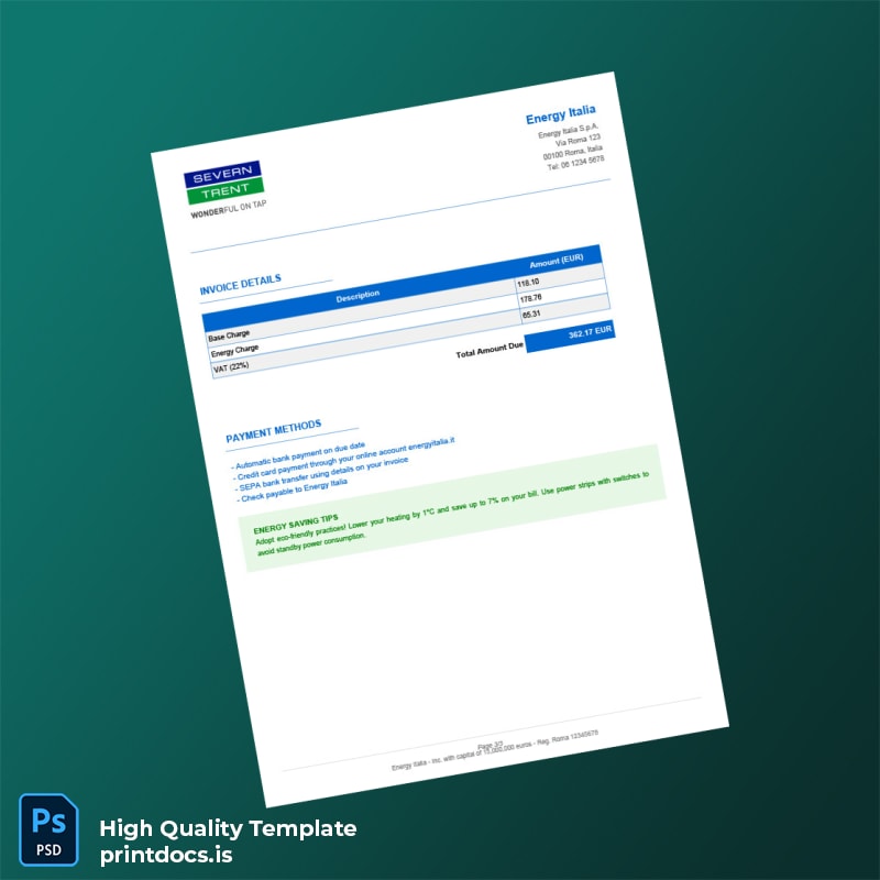 Germany Energy Italia S P A Editable Electricity Bill Template in Word and PDF formats page 3