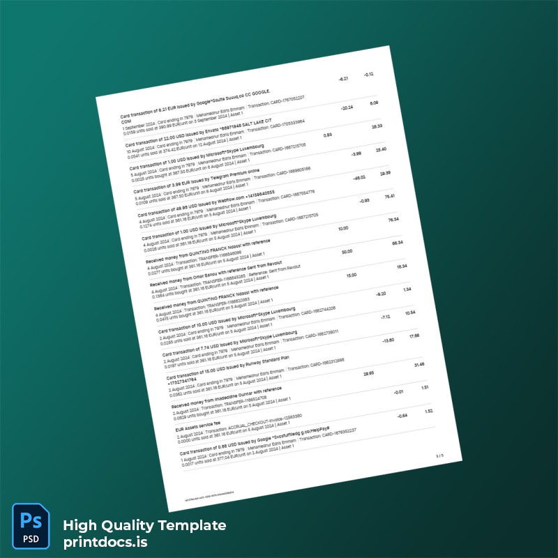 Germany Prank Bank Statement Template in Word and PDF formats page 3