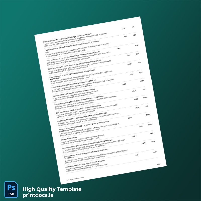 Germany Prank Bank Statement Template in Word and PDF formats page 4