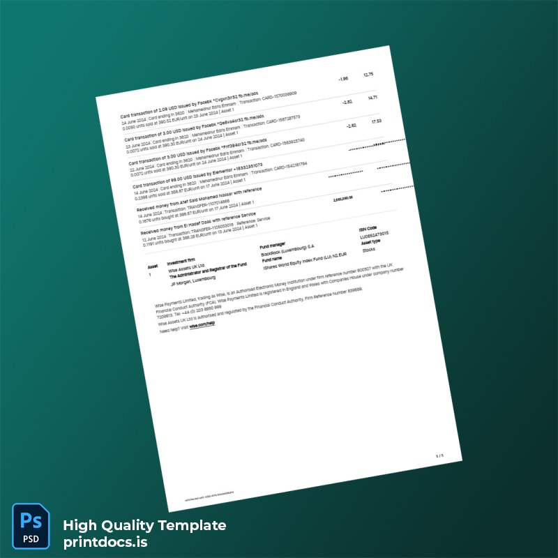 Germany Prank Bank Statement Template in Word and PDF formats page 5