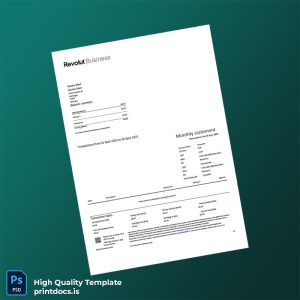 Germany Revolut Bank Statement Template in Word and PDF formats