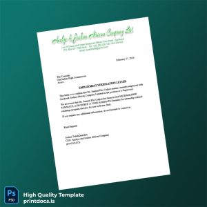 Printable Ghana Anokye Joshua African Company Limited Employment Verification Letter Template (Word & PDF) Image Preview - PrintDocs