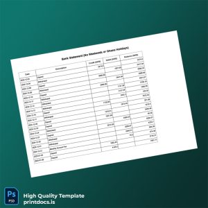 Ghana Bank Statement Template in Word and PDF formats