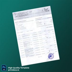 Ghana Document Type Bank Statement Template in Word and PDF formats