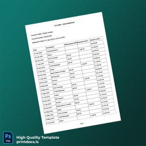 Ghana Eco Bank Statement Template in Word and PDF formats