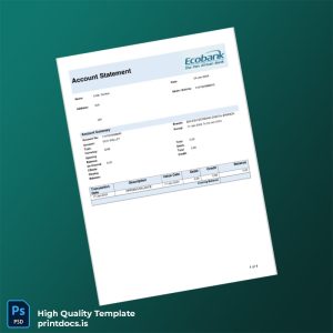 Ghana Ecobank Bank Statement Template in Word and PDF formats