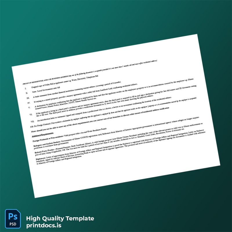 Ghana First National Bank Ghana Editable KYC Requirements Template in Word and PDF formats page 2