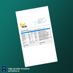 Ghana GCB Bank Statement Template in Word and PDF formats