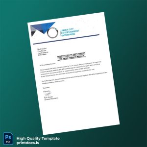 Printable Ghana UNDER CITY ENTERTAINMENT ENTERPRISE Employment Verification Letter Template (Word & PDF) Image Preview - PrintDocs