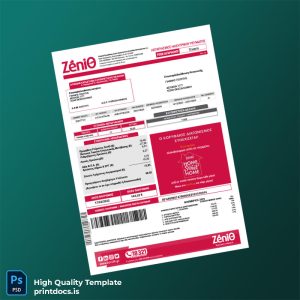 Greece Zenith Editable Utility Bill Template in Word and PDF formats