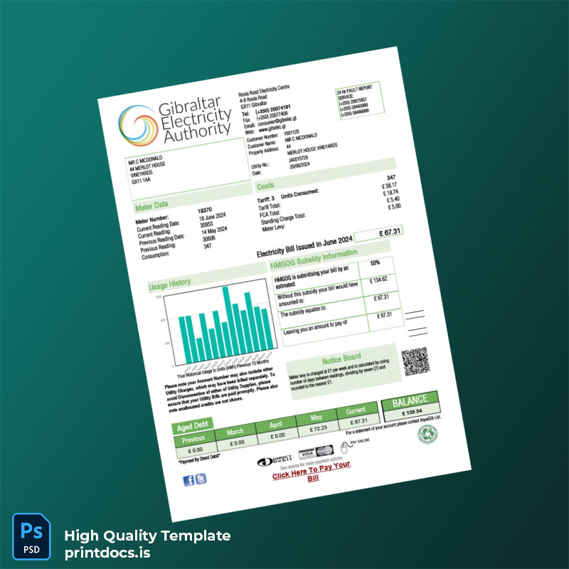 HMGoG Water Authority Editable Sales Bill Template in Word and PDF formats page 3