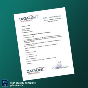 Printable Haiti Datalink Multi-Services Employment Verification Letter Template (Word & PDF) Image Preview - PrintDocs