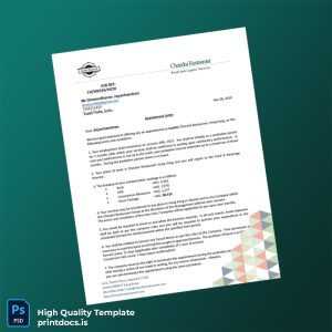 Printable Hong Kong Chandni Restaurant Employment Verification Letter Template (Word & PDF) Image Preview - PrintDocs