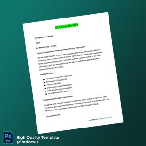 Printable Human Resources Department Employment Verification Letter Template (Word & PDF) Image Preview - PrintDocs