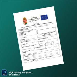 Printable Hungary Authority Registration Certificate Template (Word & PDF) Image Preview