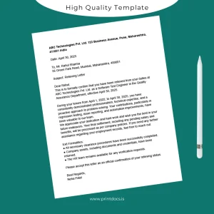 Printable India ABC Technologies Pvt Ltd Employment Verification Letter Template (Word & PDF) Image Preview - PrintDocs