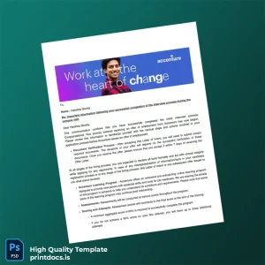 Printable India Accenture Employment Verification Letter Template (Word & PDF) Image Preview - PrintDocs