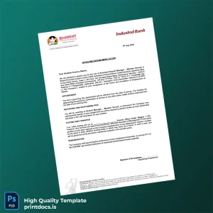 Printable India Bharat Financial Inclusion Limited Employment Verification Letter Template (Word & PDF) Image Preview - PrintDocs