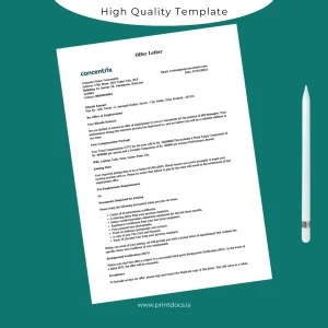 Printable India Concentrix Employment Verification Letter Template (Word & PDF) Image Preview - PrintDocs