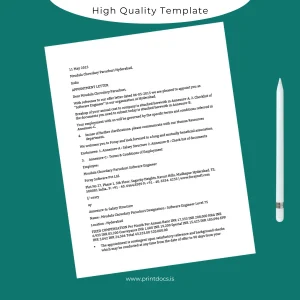 Printable India Foray Software Employment Verification Letter Template (Word & PDF) Image Preview - PrintDocs