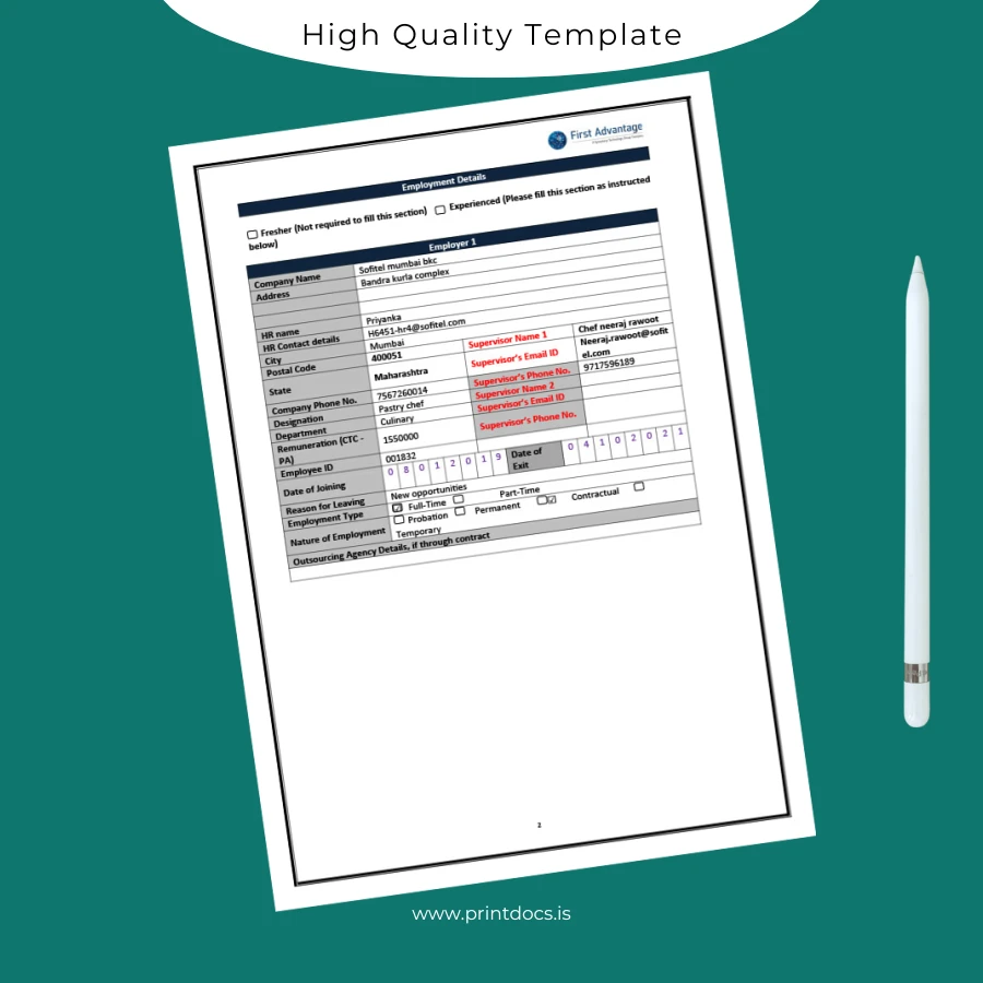 Printable India JW Marriott New Delhi Aerocity Employment Verification Letter Template in Word and PDF formats page 2 Image Preview - PrintDocs