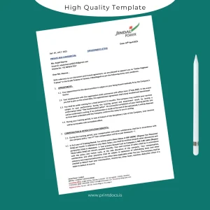 Printable India Jindal Power Ltd Employment Verification Letter Template (Word & PDF) Image Preview - PrintDocs