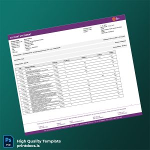 India AU Bank Statement Template in Word and PDF formats