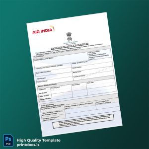 Printable India Air India Employment Verification Letter Template (Word & PDF) Image Preview - PrintDocs