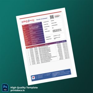 India Andhra Bank Statement Template in Word and PDF formats