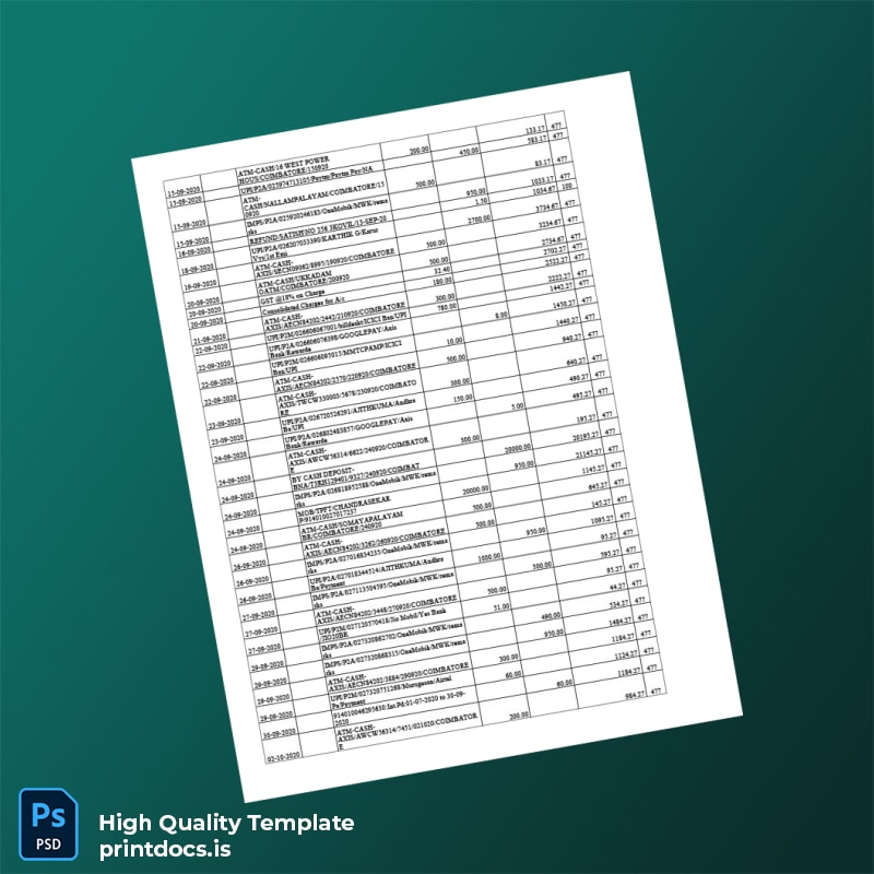 India Axis Bank Statement Template in Word and PDF formats page 5