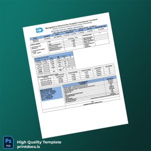 India BESCOM Editable Electricity Bill Template in Word and PDF formats