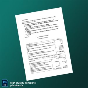 India Bank Reconciliation Statement Template in Word and PDF formats