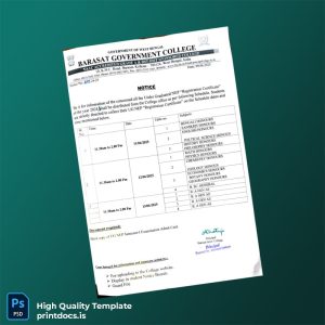 Printable India Barasat Government College Registration Certificate Template (Word & PDF) Image Preview - PrintDocs