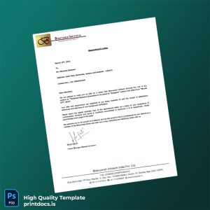 Printable India Bhavyansh Infotech Services Pvt Ltd Employment Verification Letter Template (Word & PDF) Image Preview - PrintDocs