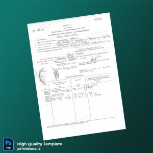 Printable India Bombay Shops Registration Certificate Template (Word & PDF) Image Preview - PrintDocs