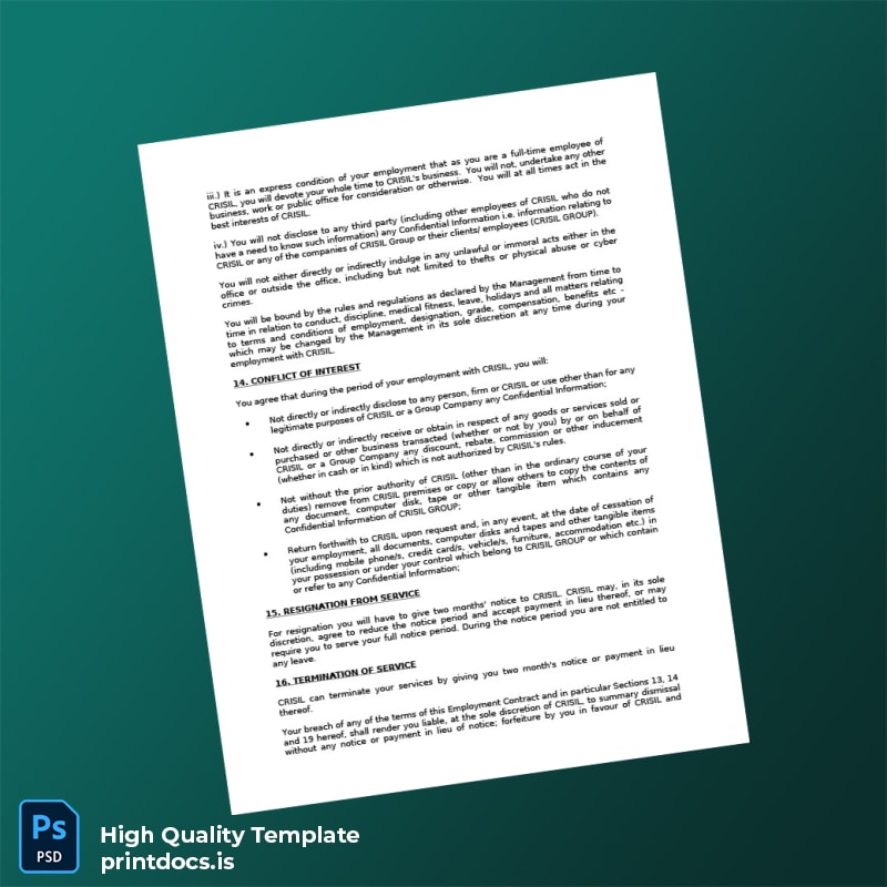 Printable India CRISIL Ltd Employment Verification Letter Template in Word and PDF formats page 3 Image Preview - PrintDocs