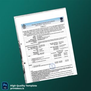 Printable India Central Board of Excise and Customs Service Tax Registration Certificate Template (Word & PDF) Image Preview