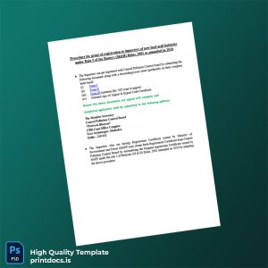 Printable India Central Pollution Control Board Registration Certificate Template (Word & PDF) Image Preview - PrintDocs