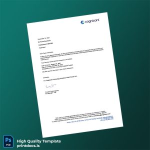 Printable India Cognizant Experience Letter Template (Word & PDF) Image Preview - PrintDocs
