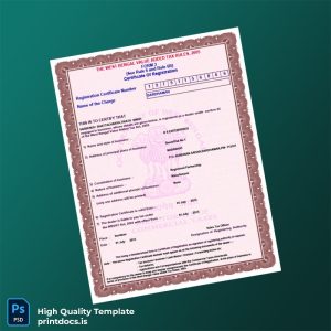 Printable India Commercial Taxes Department VAT Registration Certificate Template (Word & PDF) Image Preview