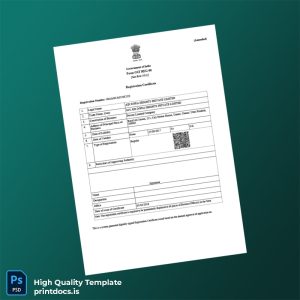 Printable India Companies House Registration Certificate Template (Word & PDF) Image Preview - PrintDocs