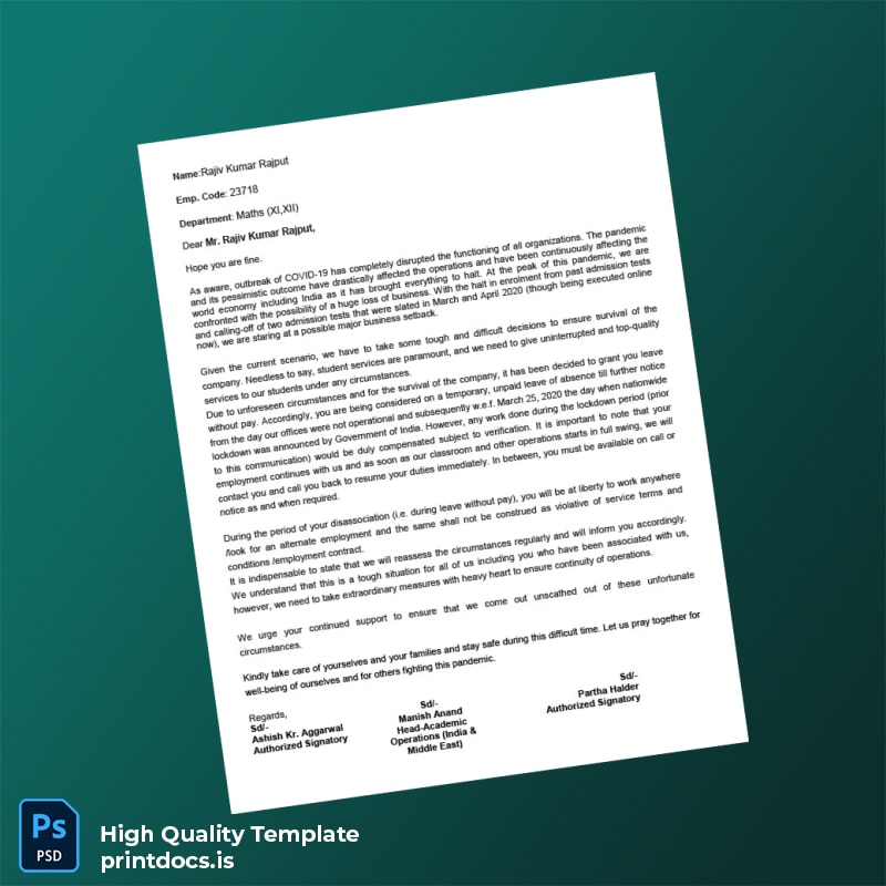 Printable India Company Employment Verification Letter Template (Word & PDF) Image Preview - PrintDocs