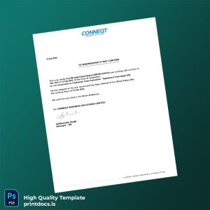 Printable India Conneqt Business Solutions Employment Verification Letter Template (Word & PDF) Image Preview - PrintDocs