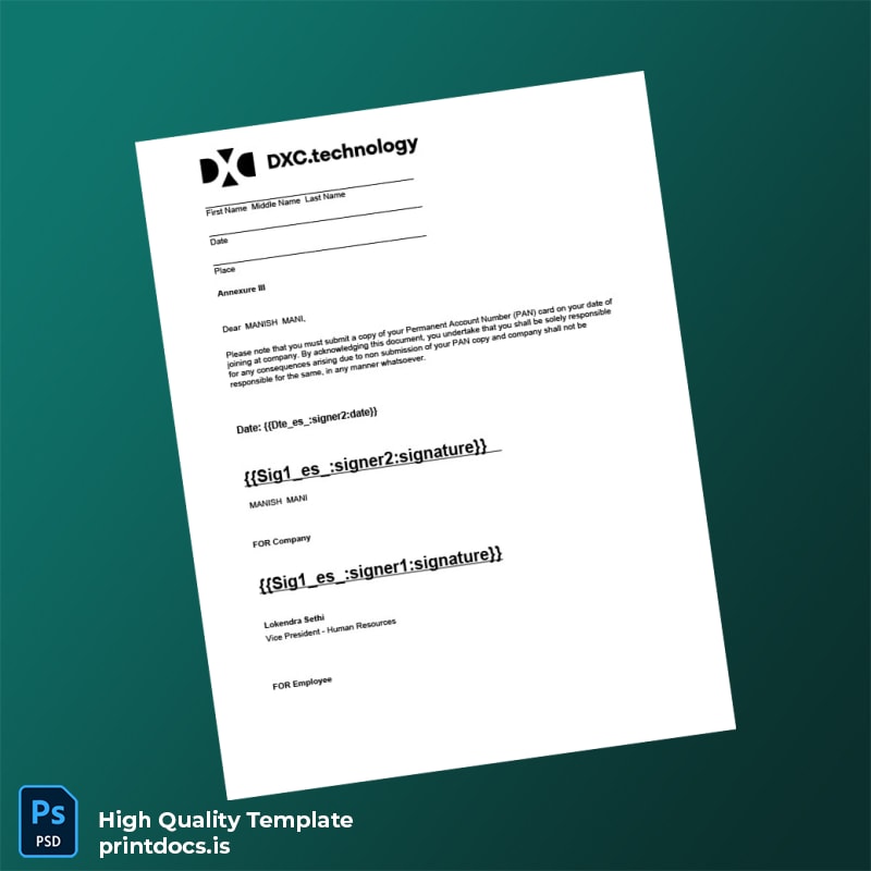 Printable India DXC Technology Employment Verification Letter Template in Word and PDF formats page 7 Image Preview - PrintDocs