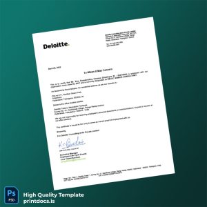 Printable India Deloitte Consulting Employment Verification Letter Template (Word & PDF) Image Preview - PrintDocs